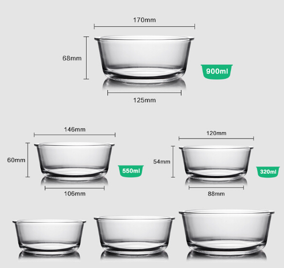 round shape large salad and fruit glass bowl set