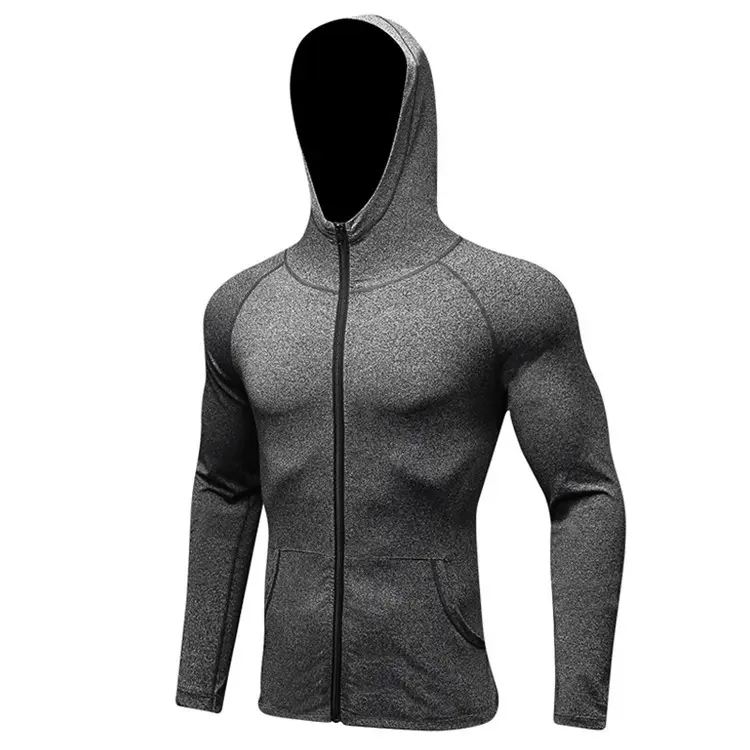 Men Running Jacket Shirt Sweaters Hoody Fitness Outdoor Sports Bodybuilding Training Gym Jogging Wear