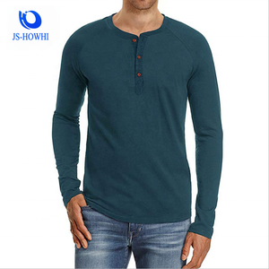 Los hombres Casual Slim Fit Henley de <span class=keywords><strong>manga</strong></span> <span class=keywords><strong>larga</strong></span> Camisetas de camisas de algodón <span class=keywords><strong>con</strong></span> tres <span class=keywords><strong>botones</strong></span> - Product Image 1