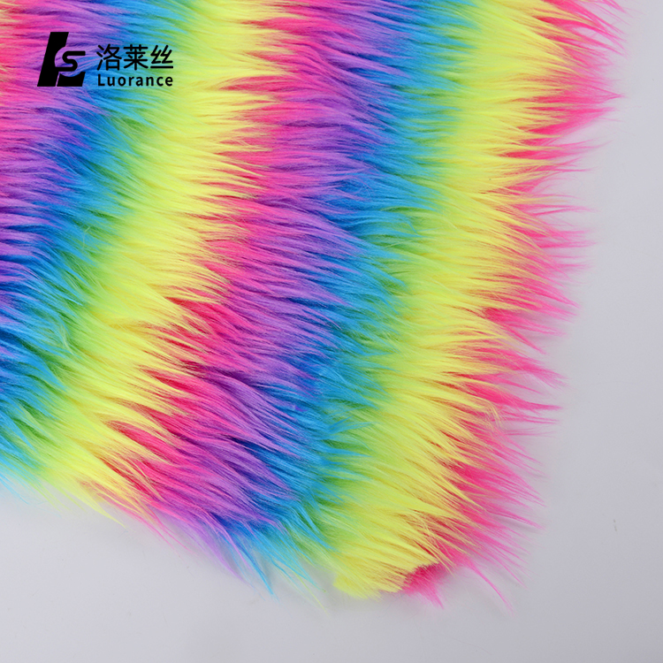 Не минимальный объем заказа цветная длинная Радужная ткань из искусственного меха