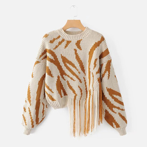 Maglione Lavorato a <span class=keywords><strong>Maglia</strong></span> Taglia Unica per Donna, Pullover Jacquard OEM, Maglione Streetwear con <span class=keywords><strong>Frange</strong></span> - Product Image 3