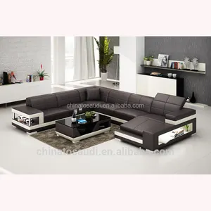 Modern phòng khách phong cách châu âu genuine sofa da furniture set