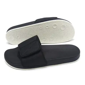 Sandalias deslizantes de tela de algodón para hombre, <span class=keywords><strong>zapatos</strong></span> con gancho y lazo, suela de goma EVA, color negro, novedad - Product Image 2