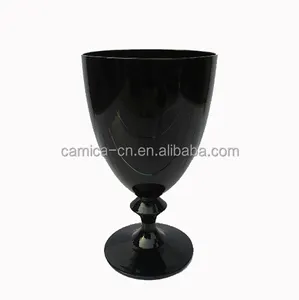 短茎黑色酒杯; 玻璃器皿