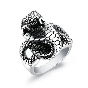 Marlary Wholesale Jewelry Vintage Stainless Steel Gothic Biker Men's Snake Head Ring