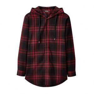 COMMERCIO ALL'INGROSSO di MODO di <span class=keywords><strong>GIOVANE</strong></span> <span class=keywords><strong>UOMO</strong></span> ROSSO NERO PLAID di FLANELLA CAMICIA FELPA CON CAPPUCCIO - Product Image 2