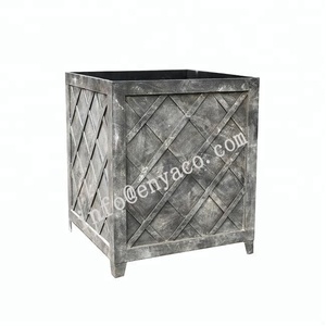 Aged <strong>Zinc</strong> Finished Estate Classic Trellis Design Metal Plant Boxes Outdoor Backyard Flower Pots and <strong>Planters</strong> - Product Image 3