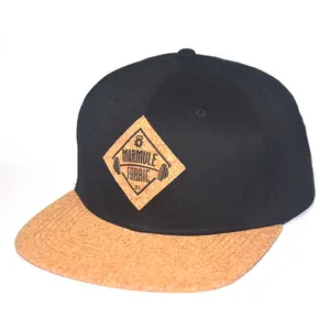 Desain Perusahaan Anda topi snapback gabus topi pinggiran datar dengan logo patch