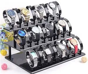 PABRIK Pembuatan 3-Tier Yang Dapat Dilepas 24 Acrylic Watch Tampilan Rak Bingkai Pemegang