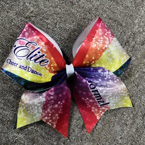 Normzl Custom Wholesale Sublimation Cheer Bows Rhinestone Cheerleading Bow Supply