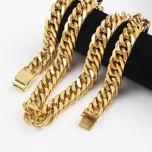 Vnox — colliers chaîne à maillons plaqués or 18k pour hommes, bijoux de styliste arabe, en acier inoxydable 316l/304, vente en gros