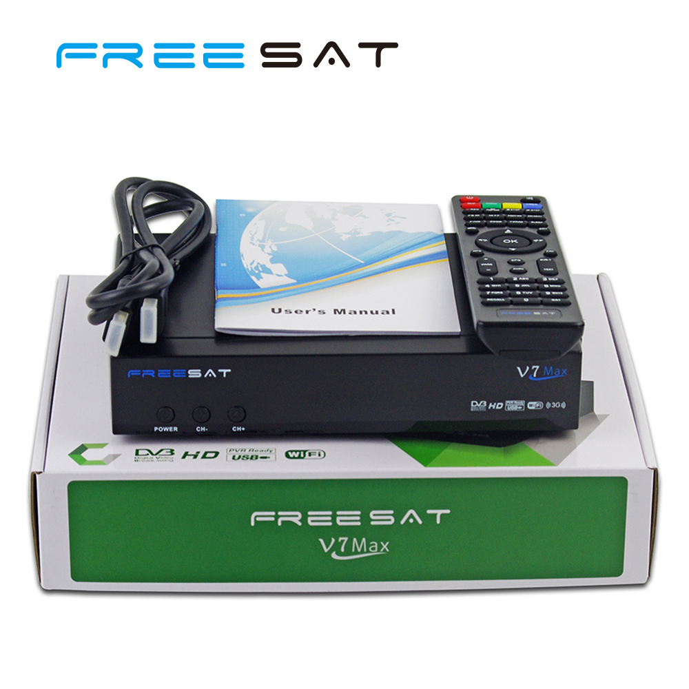 Mini HD DVB-S2 de Satélite Digital TV Receptor Freesat V7 Max Árabe FTA Decodificador MPEG4 Apoyo PowerVu