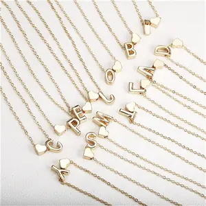 جديد مجوهرات الأزياء بسيط الخوخ القلب على شكل 26 حرف قلادة مزاجه الحب المرأة الشعبية