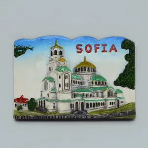 Kustom Buatan Tangan Bahan Polyresin Sofia Magnet Kulkas Bulgaria Souvenir Wisata