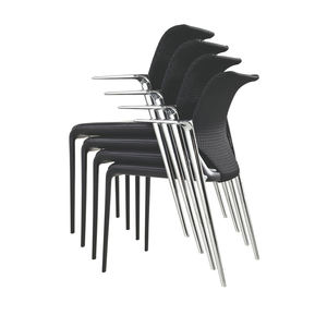 Chaise de <span class=keywords><strong>bureau</strong></span> ergonomique moderne élégante cadre métallique empilable pour table à manger de <span class=keywords><strong>restaurant</strong></span> salle d'attente de réception utilisation de la gare - Product Image 4