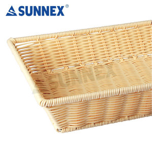 Panier de rangement alimentaire rectangulaire en rotin PP écologique Sunnex - Panier à pain, couverts et fruits (52,5x32,5x8cm) - Product Image 3