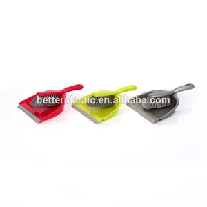 Golden And Pink Color Plastic Dustpan Broom With Small Cleaning Brush For Household Kitchen Cleaning