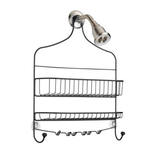 Simple Design Metal Wire 2 Tiers Bathroom Accesory Organizer Wall Hanging Shower Caddy Basket Rack Storage Shelf