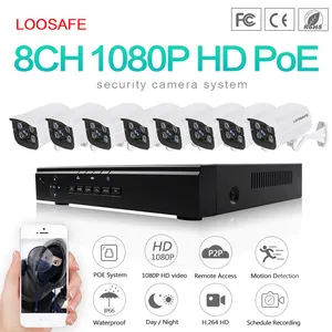 8チャンネルH.264 NVR POE HD 1080P CCTV IPカメラキット8 CHホームビデオ監視カメラシステム