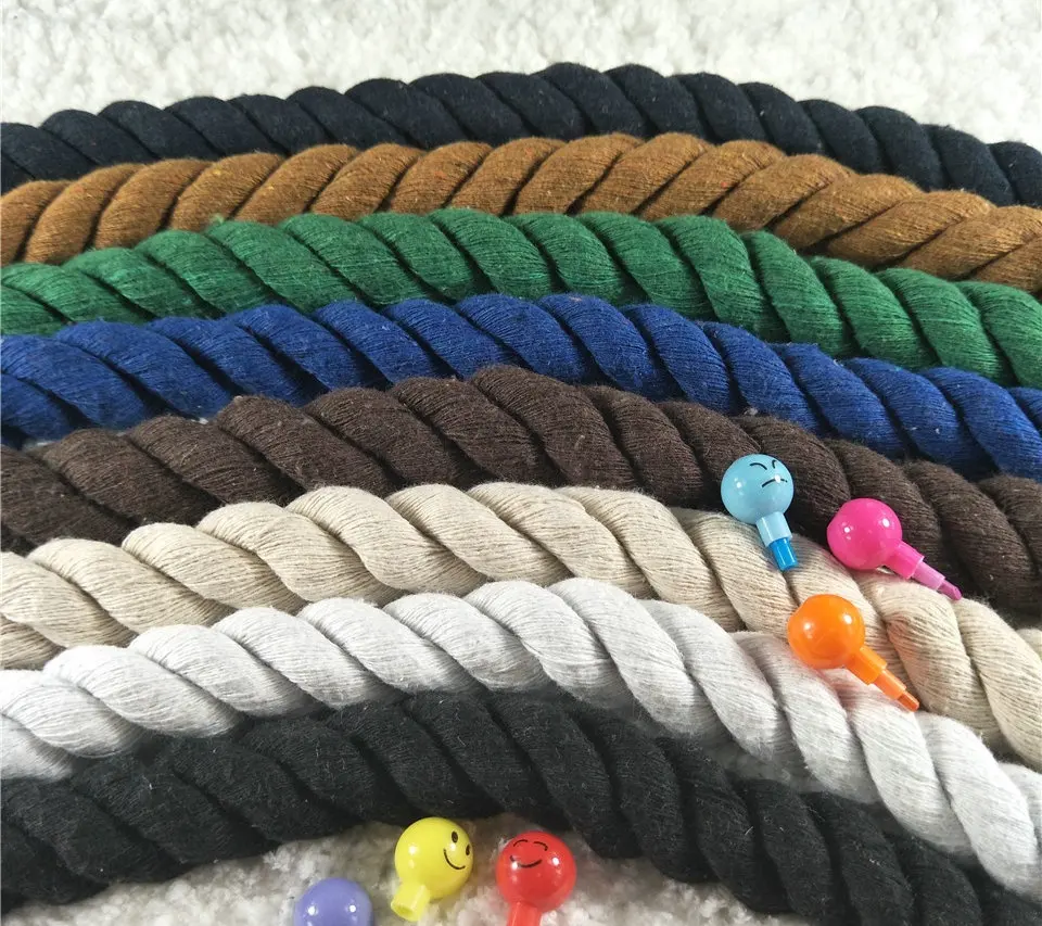 20mm three strands colored twisted cotton rope