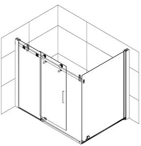 铝制无框滚轮滑动矩形淋浴房价格钢化玻璃淋浴门