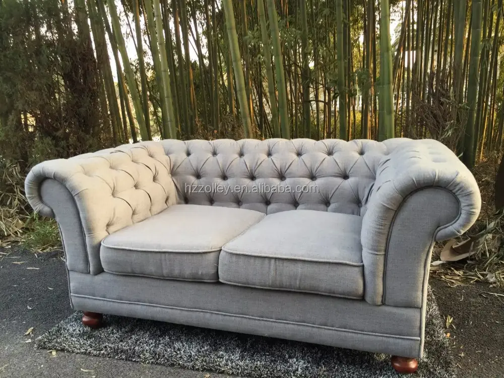 Sofa Kain Klasik Mewah Elegan, Sofa Singapura Ruang Tamu Chesterfield