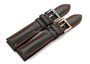 18mm Qualité Noir/Rouge Fil Pleine fleur En Cuir Peau de Veau Bande de <span class=keywords><strong>Montre</strong></span> Variable 18mm à 24mm - Product Image 2