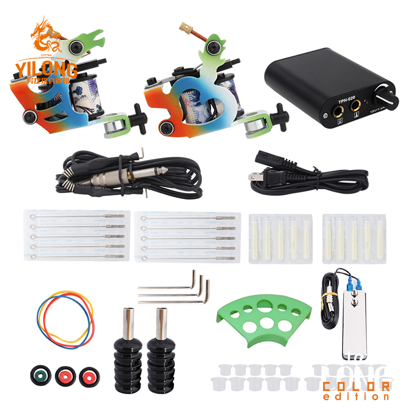Профессиональный татуировки наборы с двумя катушка машины картриджи иглы ручки полные комплекты татуировки