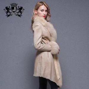 <span class=keywords><strong>Giacca</strong></span> in Vera <span class=keywords><strong>Pelle</strong></span> di Pecora <span class=keywords><strong>Beige</strong></span> con Collo a Volpe, Stile Moderno Invernale - Product Image 5