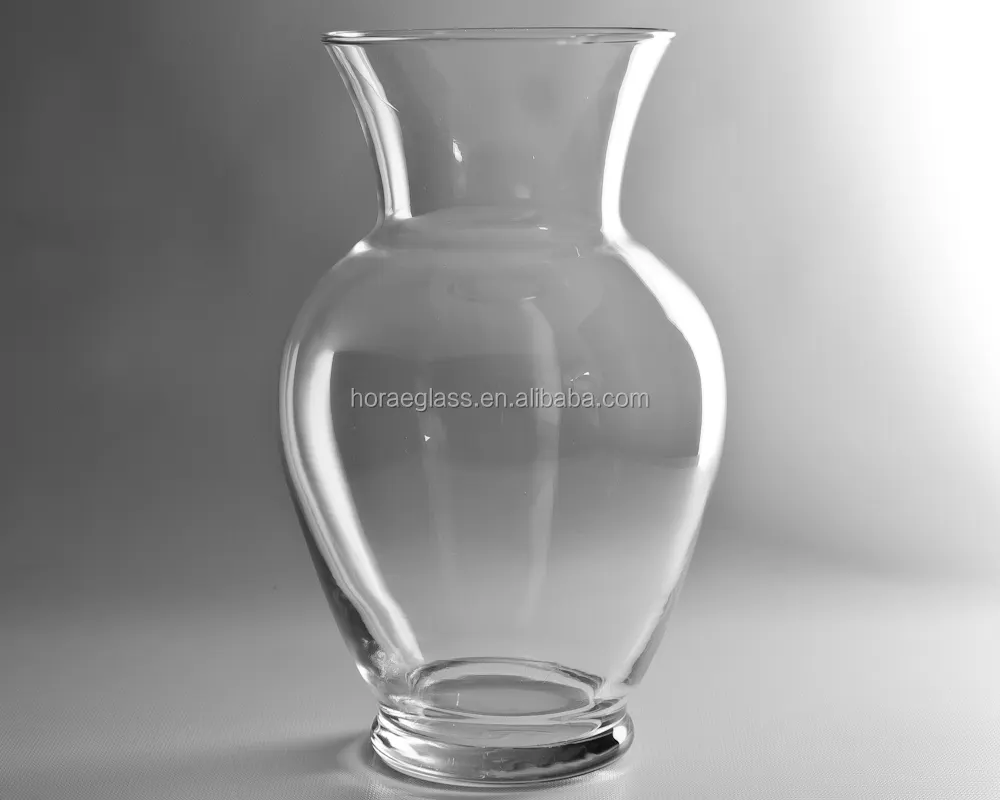 Vaso de vidro transparente para flores, vaso de vidro decorativo barato com personalização