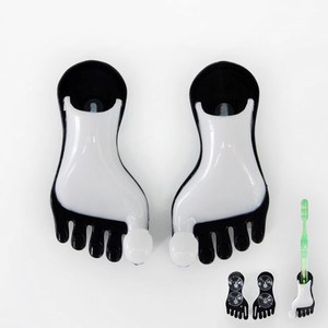 <b>Shoes</b> Shaped Plastic Black/Orange Bathroom Suction Cup Toothbrush <b>Holder</b> 8.5x4x2.5cm - Product Image 6