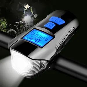 Ome USB <span class=keywords><strong>ricaricabile</strong></span> Mountain Bike luce anteriore T6 <span class=keywords><strong>torcia</strong></span> elettrica con odometro lampada e avvertenza di sicurezza LED fonte di luce per il ciclismo - Product Image 1