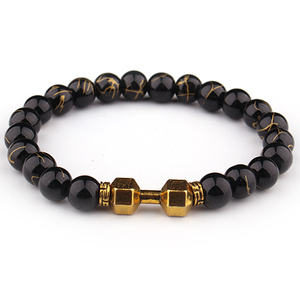 Chữ Barbell Đinh Tán Đàn Hồi Người Đàn Ông Vòng Đeo Tay <span class=keywords><strong>4</strong></span> Màu Quả Tạ Hạt Chuỗi Nam Bọc Vòng Đeo Tay Phụ Kiện Tay Đồ Trang Sức - Product Image 2