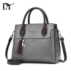 Aliexpress Hot Sale Beautiful The Best Handbag Women Grey Pu Leather Lady Shoulder Bags