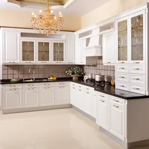 Armarios de cocina de roble blanco, despensa de madera moderna de diseño transitorio Simple