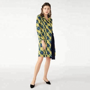 Damas primavera elegante <span class=keywords><strong>de</strong></span> la longitud <span class=keywords><strong>de</strong></span> la rodilla imprimir vendaje vestidos con mangas - Product Image 3