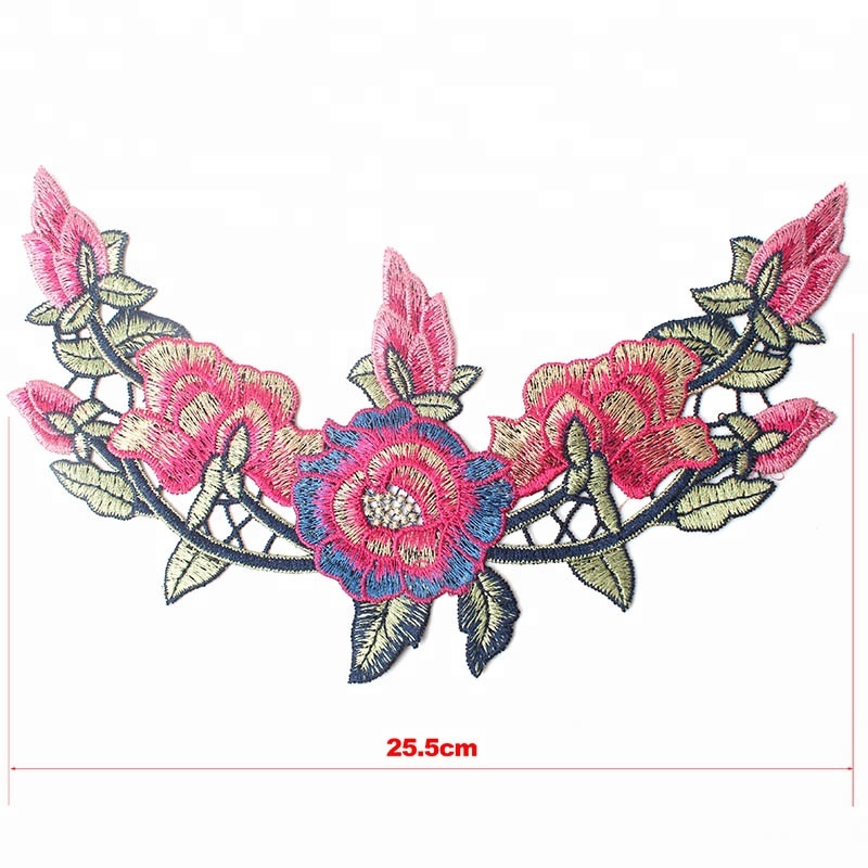 Оптовая продажа, модный воротник с вышивкой, кружевной воротник с 3D цветком для ткани