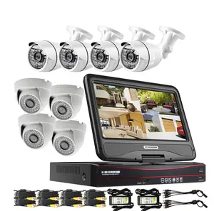 Cámaras analógicas hd 1080p, 8 canales, ahd, sistema de cctv, kits de dvr, monitor de pantalla de 10 pulgadas