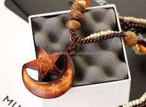 Fabrika Outlet Bohemian Vintage etnik ahşap yıldız ay uzun el yapımı mala boncuk kolye ve kadınlar için kolye bildirimi kolye - Product Image 2