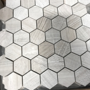 Tres superficie hexágono grano de madera mosaico de mármol - Product Image 3