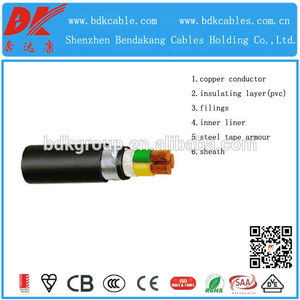 Cable blindado de acero de la tira 3 cu núcleo/pvc cable de alimentación recocido trenzado conductor de cobre aislados con pvc - Product Image 1