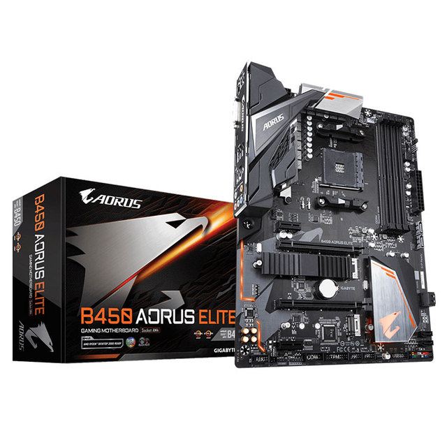 GIGABYTE AMD B450 AORUS ELITE Used ATX Gaming Motherboard with 64GB DDR4 Memory AM4 Socket Supports AMD Ryzen 2nd/1st Gen CPU