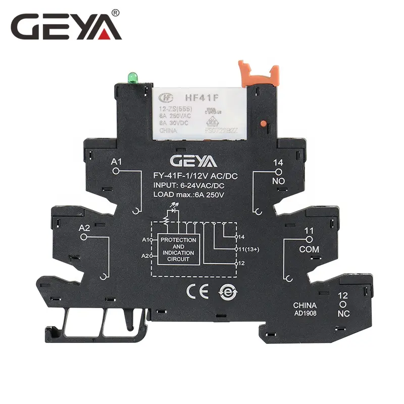 GEYA FY-41F-1 Din 레일 슬림 릴레이 6.22mm 두께 PLC 릴레이 230VAC 1 채널 릴레이 모듈