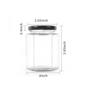 50ml 100ml 150ml <span class=keywords><strong>200ml</strong></span> 280ml 380ml 500ml 730ml Sechseckiges Klarglas glas für Marmeladen futter - Product Image 1