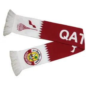 Wholesale acrylic jacquard knitted Qatar national day scarf