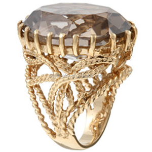 <span class=keywords><strong>Anello</strong></span> in Quarzo Fumé con <span class=keywords><strong>Filigrana</strong></span> a Fascia Larga - Product Image 1