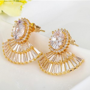 Teemi gros Livraison gratuite 2015 HOT SELL luxe 18K Champagne Or Zircon <span class=keywords><strong>Cristal</strong></span> Femme Mode de mariée Boucles d'oreilles Wire - Product Image 4