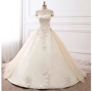 Arrival Strapless Off-The-Shoulder Wedding Dess dramatic lace Court train wedding gown bridal dress