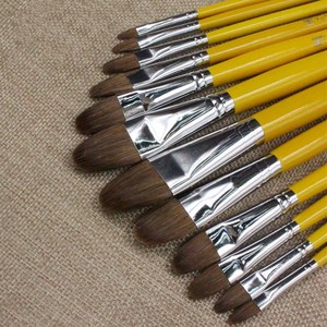 Peinture belette pinceaux bois rond 5A artiste pinceau ensemble 1 #-12 # OEM haute qualité artiste peinture à l'huile gouache peinture acrylique - Product Image 5