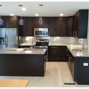 ידידותי לסביבה ירוקה מייפל צבע כהה ארונות מטבח מזוגגים עם שיש משטח סל מגורה סל אביזר - Product Image 2